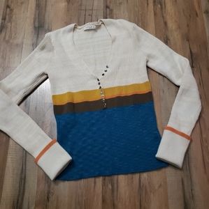 Illa Illa 90s Retro Stripe ribbed Pullover Sweater Sz L
